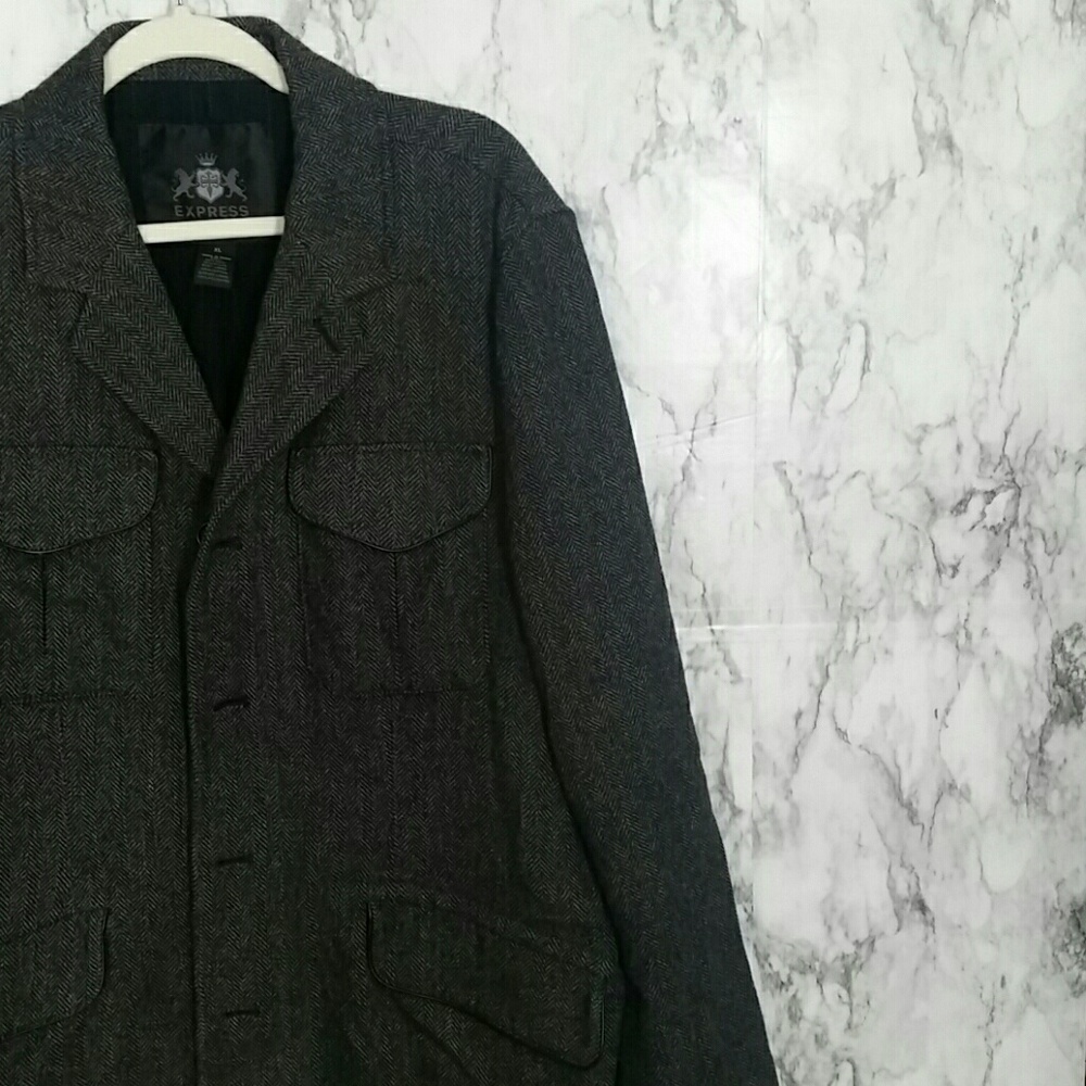 Express | herringbone wool blend lined coat